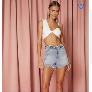 🆕 Superdown Audrina Fold Over Denim Shorts